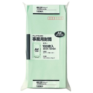 [封筒] マルアイ 事務用封筒 グリーン 長形3号 80g/m2 100枚入