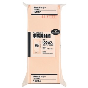 [封筒] マルアイ 事務用封筒 ピンク 長形4号 80g/m2 100枚入