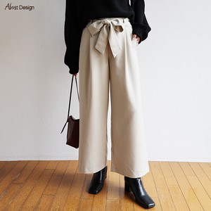 wide pants Ladies Ribbon Ribbon Belt Attached Size L Long