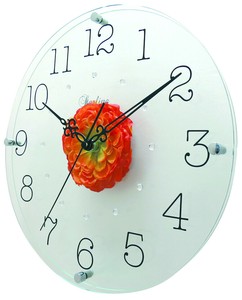 Wall Clock Glasswork Made in Japan Orange Made in Japan