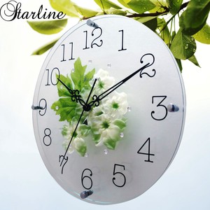 Wall Clock Glasswork Flower Made in Japan