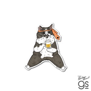LCS-558/くまお/クロス素材ダイカットステッカー/世にも不思議な猫世界