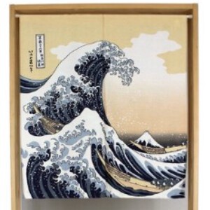 【和風のれん】白波　富士山　葛飾北斎　浮世絵　暖簾　和柄　幅85cmX丈90cm