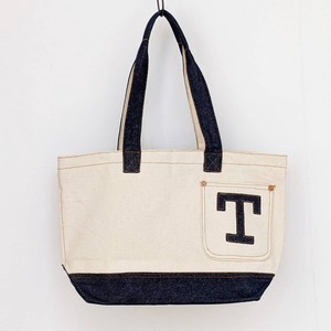 【SALE】LETTERED TO-TO(M-Size) / イニシャル　キャンバス　デニム　トートバッグ