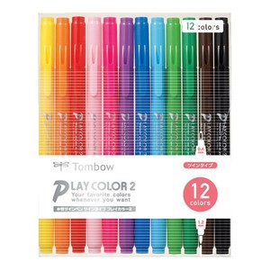 【Tombow(トンボ鉛筆)】水性マーキングペン プレイカラー2 12色セット