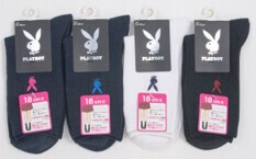 【定番】PLAYBOY プレイボーイ スク−ルソックス　ワンポイントクルーソックス　18cm丈　片面刺繡
