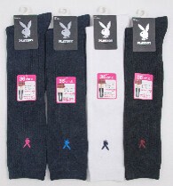 【定番】PLAYBOY プレイボーイ スク−ルソックス　ワンポイントハイソックス　36cm丈　片面刺繡