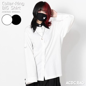 Button Shirt/Blouse Bicolor White Rings