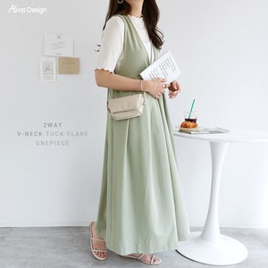 洋装/连衣裙 V领 女士 背带裤/连身裤 喇叭口 洋装/连衣裙