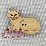 フランス製　木製ボタン　アトリエ ボヌール ドゥ ジュール 【ネコ・横S・ウッド】