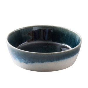 Main Dish Bowl Navy White Pottery bowl L Green Made in Japan