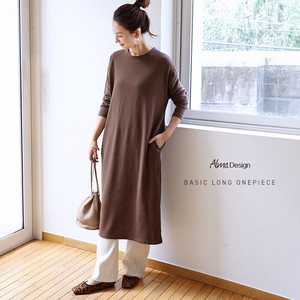 Casual Dress Thor Crew Neck Slit Knitted Long Sleeves Long One-piece Dress