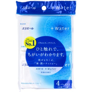 エリエール +Water(プラスウォーター)ポケットティシュー 28枚(14組)×4個パック【ペーパー類】