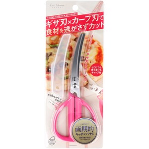 カーブキッチンハサミ(ケース付) ピンク DH-2054【キッチン・調理用品】