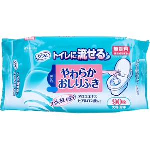 リフレ トイレに流せるやわらかおしりふき 90枚入【介護用品】