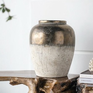 フラワーベース 花瓶 壺 陶器 ゴールド 素焼き おしゃれ 大型 大きい AN-1344
