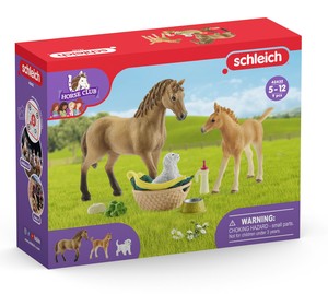 シュライヒ ホースクラブ クォーター馬と赤ちゃん動物のお世話セット フィギュア 42432