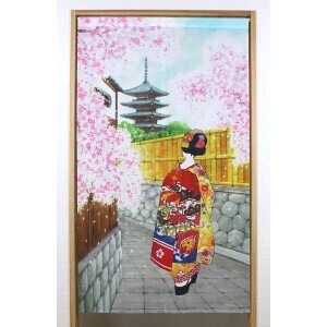 Japanese Noren Curtain Sakura 85 x 150cm