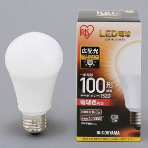 【アイリスオーヤマ　照明　LED電球】　LED電球 E26 広配光タイプ 電球色 100形相当（1520lm）