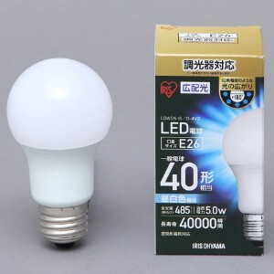 【アイリスオーヤマ　照明　LED電球】　LED電球広配光　調光　昼白色40形相当（485lm）
