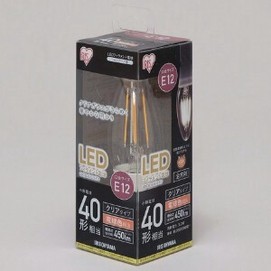 【アイリスオーヤマ　照明　LED電球】　LEDフィラメント電球 小形 クリア　電球色40形相当（450lm）