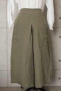 【2022年間定番 】日本製 ベルギーリネン　裾タックパンツ　№8417