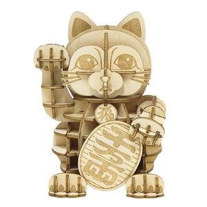 Wooden Puzzle Beckoning cat