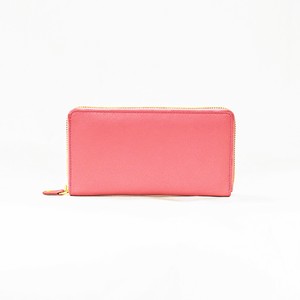 Long Wallet Cattle Leather Pink Round Fastener Genuine Leather Ladies' Men's