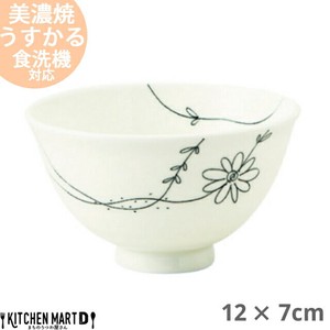 【フラワーライン】うすかる 12cm 葵型大平 茶碗 ご飯茶碗 (青) 飯碗 美濃焼