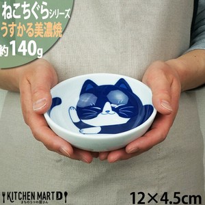 美浓烧 丼饭碗/盖饭碗 陶器 猫 日本国内产 12cm 日本制造