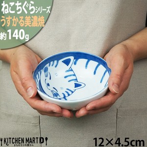 Mino ware Donburi Bowl Cat Pottery Tiger 12cm Made in Japan