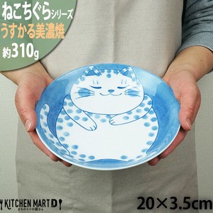 ねこちぐら ブチ 20cm うすかる 丸皿 60皿 プレート カレー皿 パスタ皿 子供 丸 丸型 美濃焼 国産 日本製
