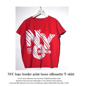 ☆NEW！☆NYCロゴボーダープリントゆるシルエットTシャツ