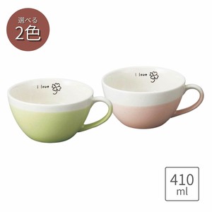 クローバー軽量スープカップ(緑・ピンク)  410ml 美濃焼 日本製　陶器