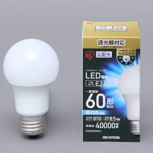 【アイリスオーヤマ　照明　LED電球】　LED電球広配光　調光　昼白色60形相当（810lm）