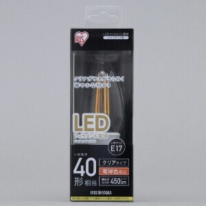【アイリスオーヤマ　照明　LED電球】　LEDフィラメント電球　小形クリア　電球色40形相当（450lm）