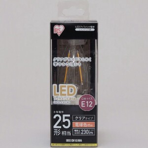 【アイリスオーヤマ　照明　LED電球】　LEDフィラメント電球 小形 クリア　電球色25形相当（230lm）