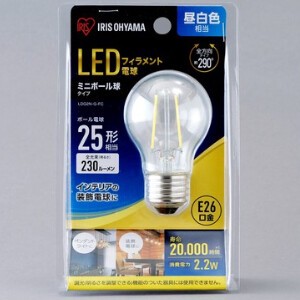 【アイリスオーヤマ　照明　LED電球】　LED電球　ミニボール球　昼白色相当　（230lm）
