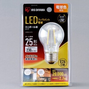 【アイリスオーヤマ　照明　LED電球】　LED電球　ミニボール球　電球色相当　（230lm）