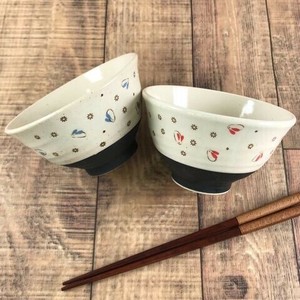いぶしウサギ 軽量茶碗 (赤・青) 陶器 日本製 美濃焼 飯碗