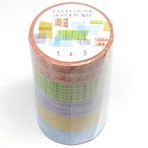Washi Tape Chigiri-E Moyou Miki Tamura 5-color sets