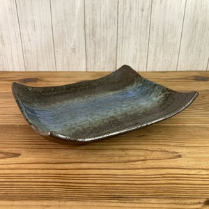 黒青吹ソギ長角盛皿 26cm 美濃焼 和食器 日本製