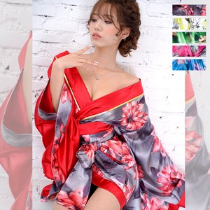 【SALE】0708ツートンカラー花柄着物ドレス 和柄 衣装 ダンス よさこい 花魁 コスプレ キャバドレス