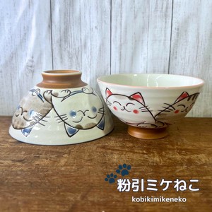 Mino ware Rice Bowl Pink Cat Made in Japan
