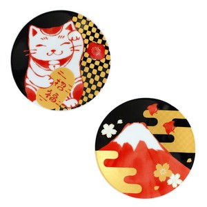Mino ware Small Plate single item Beckoning Cat Mt.Fuji 9cm