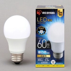 【アイリスオーヤマ　LED電球】　LED電球 E26 広配光 昼白色 60形（810lm）