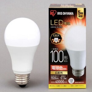 【アイリスオーヤマ　LED電球】　LED電球 E26 広配光 電球色 100形（1520lm）
