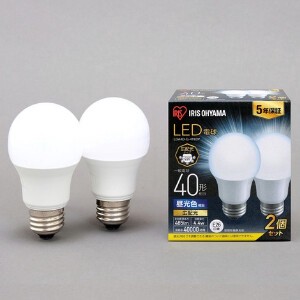 【アイリスオーヤマ　LED電球】　LED電球 E26 広配光2P 昼光色 40形（485lm）