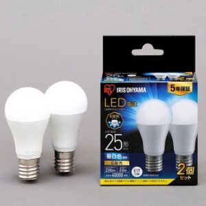 【アイリスオーヤマ　LED電球】　LED電球 E17 広配光2P 昼白色 25形（230lm）