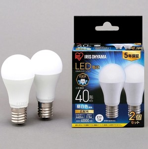 【アイリスオーヤマ　LED電球】　LED電球 E17 広配光2P 昼白色 40形（440lm）